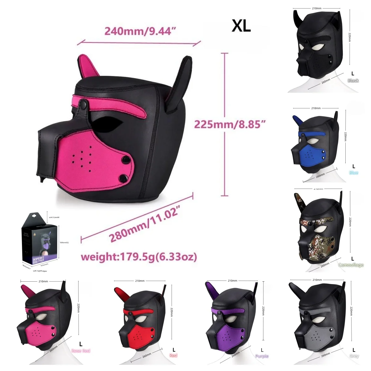 

Совершенно новый код XL, увеличивающая большой размер, мягкая резиновая маска с капюшоном на всю голову и воротником для ролевых игр для собак, щенков, костюмы для косплея