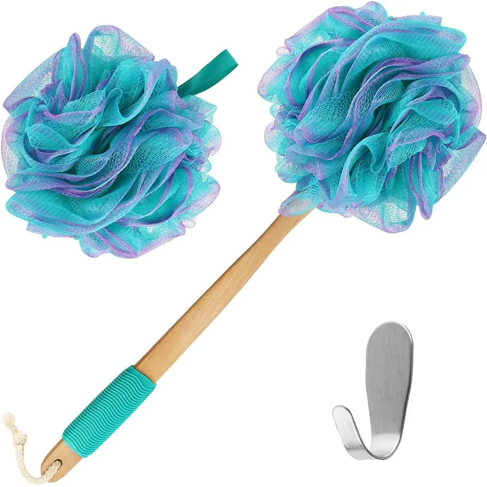 

Green Loofah Body Scrubber with Handle - Charcoal Shower Sponge for Back Scrubbing