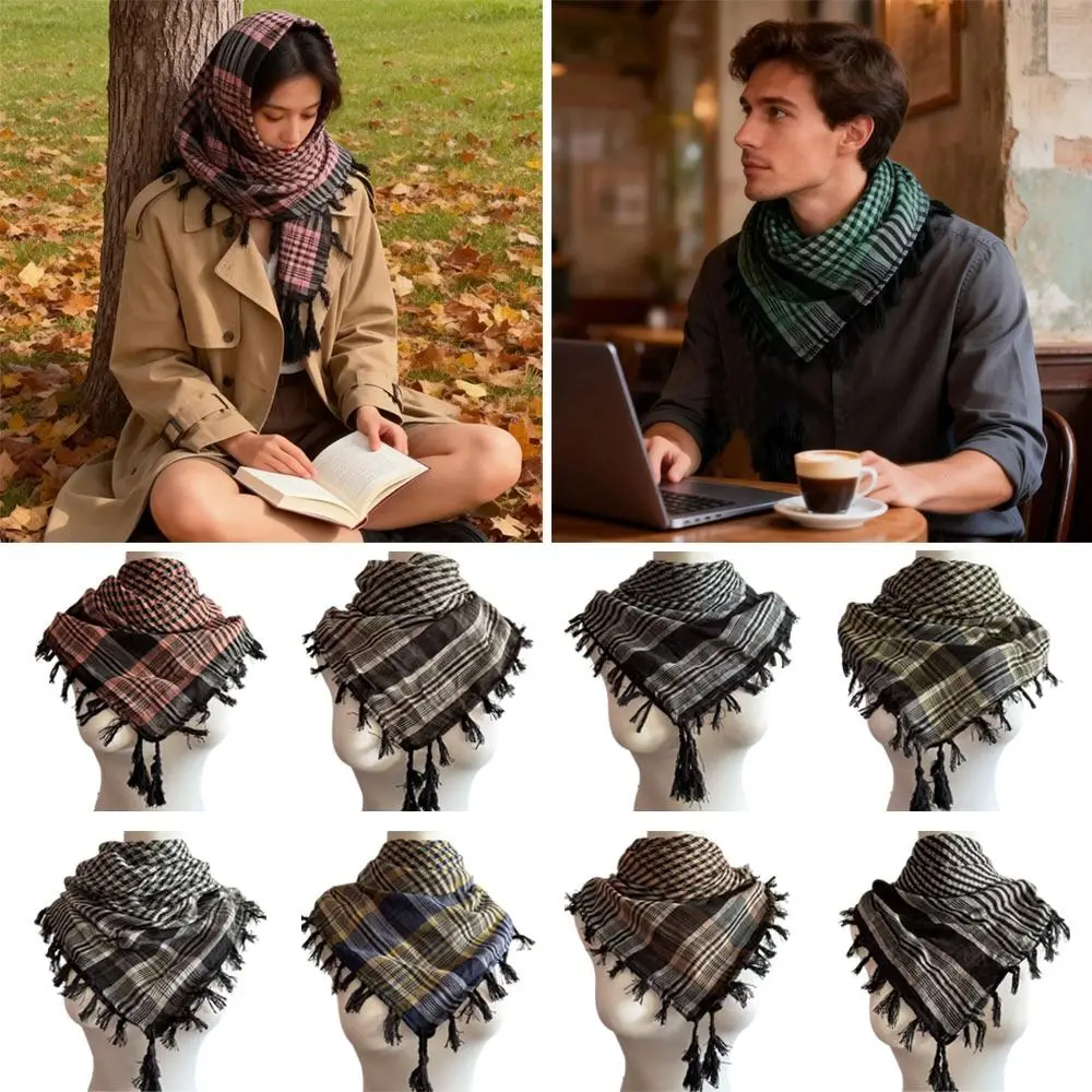 

New Large Size Arab Shemagh with Tassel Wrap Style Head Neck Scarf Bandana Keffiyeh Arab Tradition