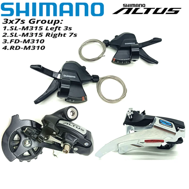 Shimano Altus M310 Derailleurs group contains SL-M315 FD-M310 RD-M310 3x7s 3x8s 21s 24s shifter levers Front Rear Derailleur
