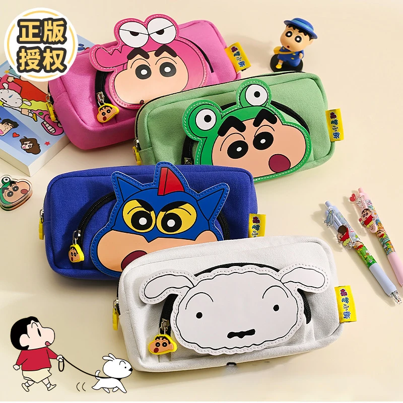 Cartoon Crayon Shin Chans Large-Capacity Three-Dimensional Doll Pen Bag Kawaii Waterproof Multi-Functional Toiletry Storage Bag