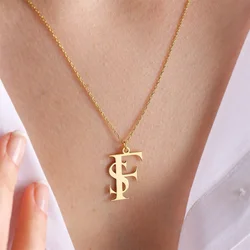 Custom Name Initials Necklace Women Gold Color Stainless Steel Personalize Letters Pendant Collar Fashion Customize Jewelry Gift