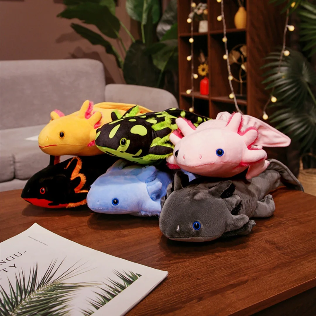 Cute Colorful Axolotl Plush Toy Adorable Kawaii Salamander Stuffed Animals Soft Squishy Plushie Gift for Kids Bedroom Decor