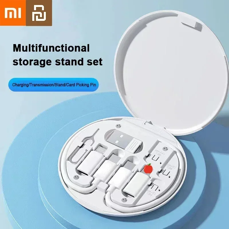 Youpin Xiaomi-Ensemble de câbles de données 5 en 1 avec boîte de rangement, kit adaptateur de charge rapide PD 60W, mini portable avec support de