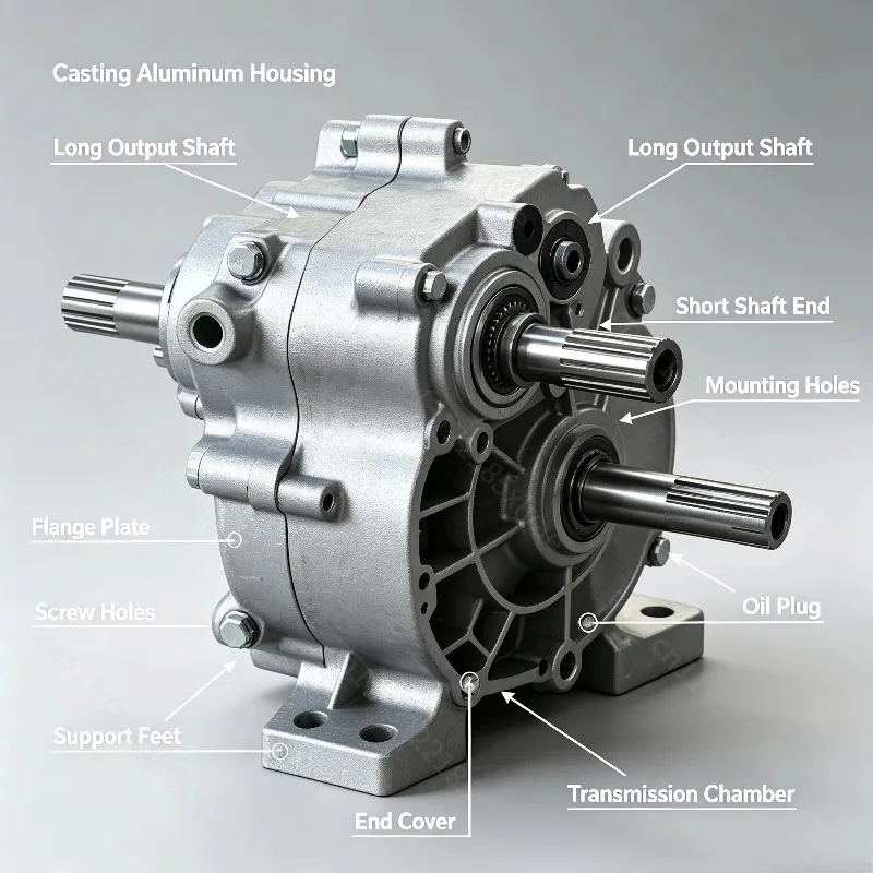 Base Mounted Reverse Gearbox, Forward Reverse Transmission for Micro Tiller, Beach Vehicle & Snow Removal Machine Gear Box