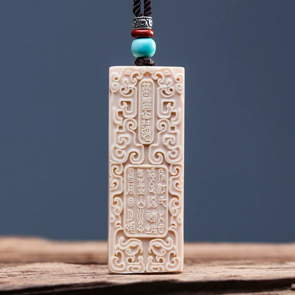 Mammoth Ivory Peace and Blessing Pendant Amulet for Safety and Protection