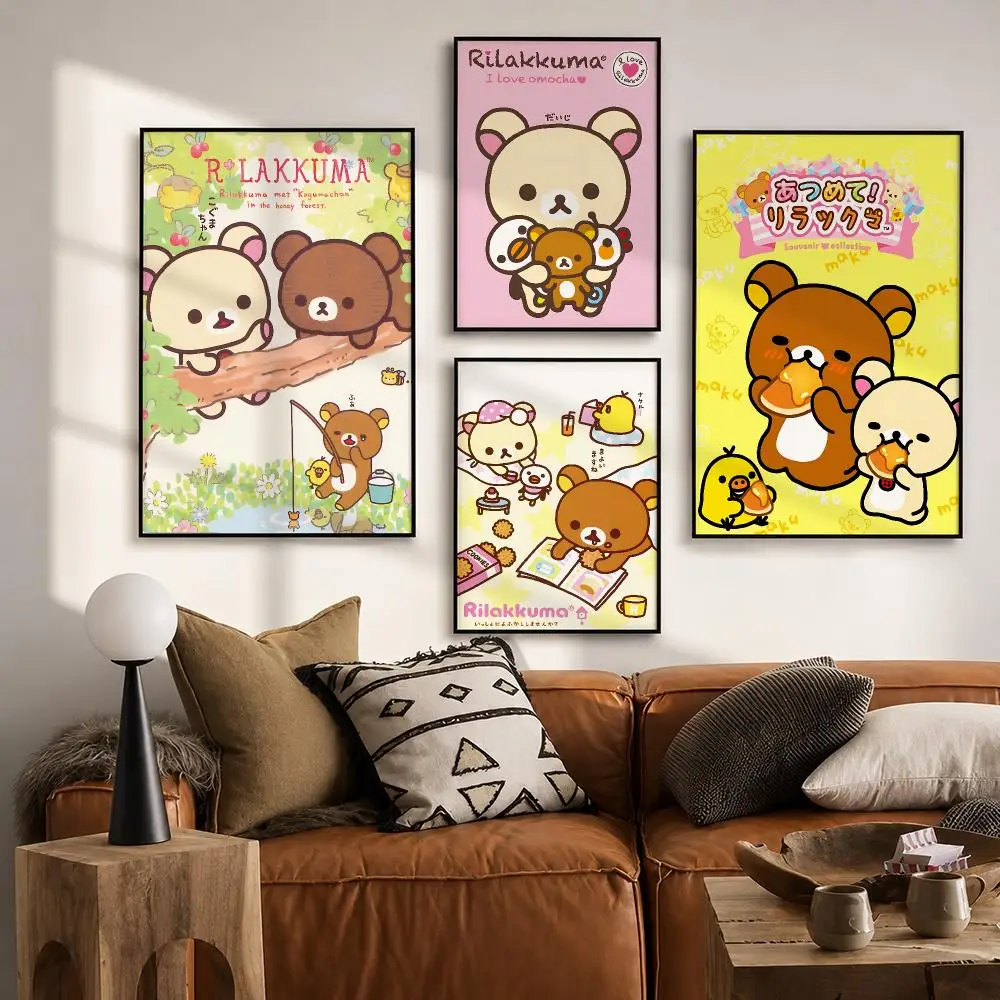 Certified Entertainment R-RilakkumaS Poster Vintage Retro Anime Poster Stickers Peel and Stick Wall Art Home Decor