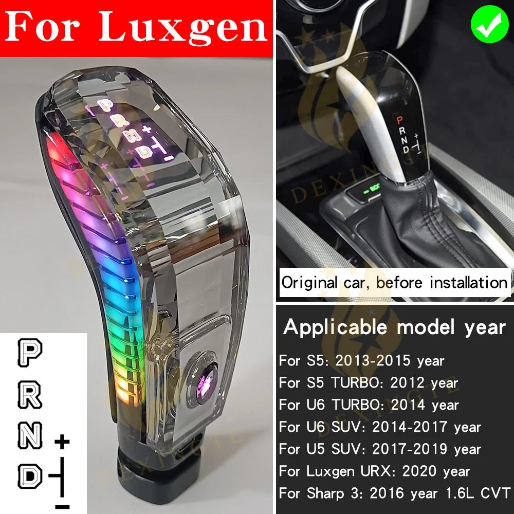 

LED light crystal gear shift knob for Luxury 5 U6 SUV U5 S3 URX S5 TURBO Gear stick shifter interior car accessories Upgraded
