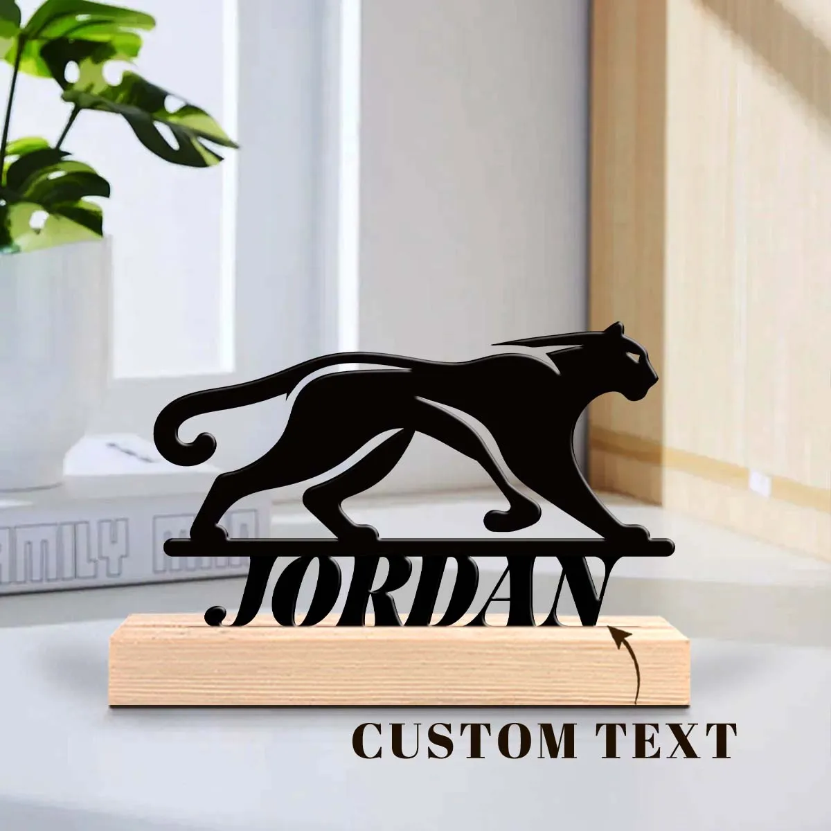 1pc Metal Ornaments with Customizable Names Customizable Name Equipped with A Wooden Base Art Decoration, Desktop Decoration