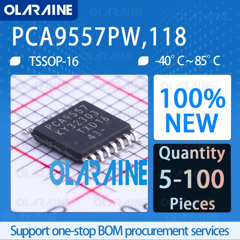 

5/10/100Pcs PCA9557PW,118 TSSOP-16 100%New Interface-I/O expander I2C, Serial SMBus 2.3 V 5.5 V 400 kHz IC chip circuit Original