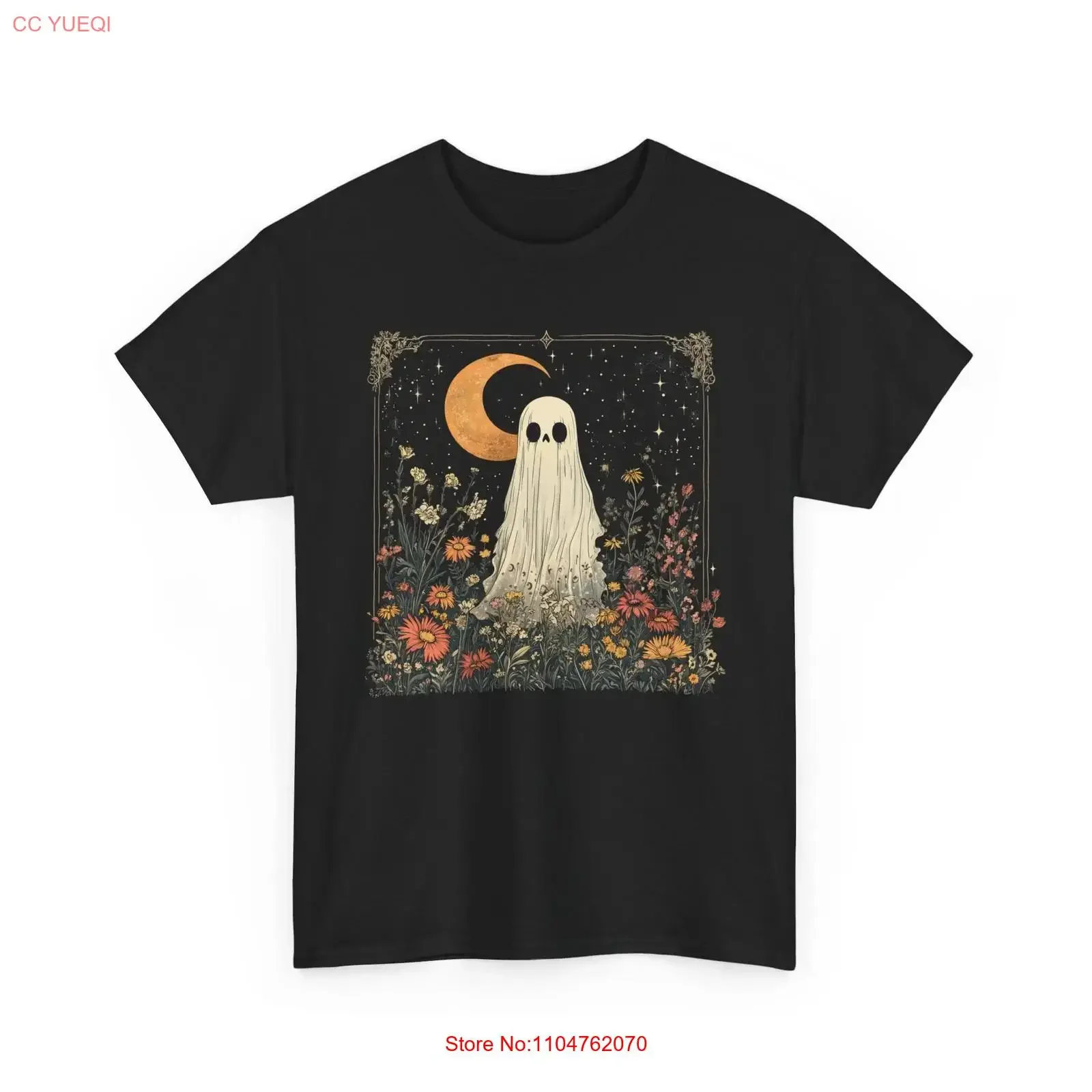 Spooky Ghost T Shirt Creepy Haunted Perfect Halloween vintage Washed graphic Stylish Versatile Slightly streetwear