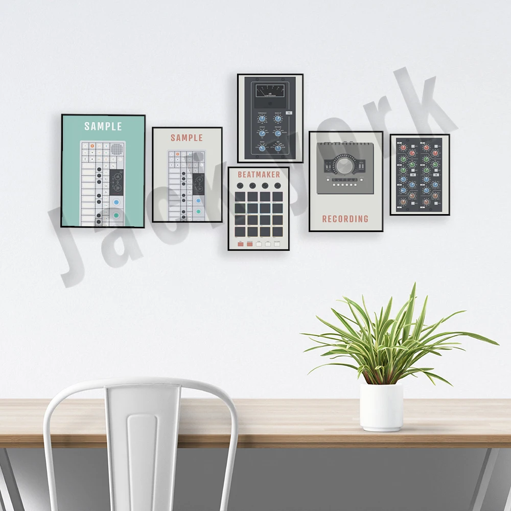 ملصق منتج الموسيقى، معادل SSL، واجهة التسجيل، عينات المركب، صانع المجموعات، ملصق موسيقى ملف الصوت، الأدوات