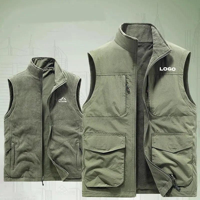 Polar Fleece Vest Customized Outdoor Tourism Photography Corporate Group Workwear Activity Advertising Workwear And Fleece Vest