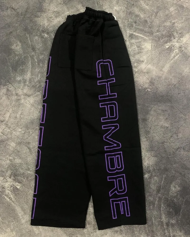 

New Street Hip-hop Fashion Letter Loose Black Trousers Men American Harajuku Y2K Casual Punk Straight Wide-leg Pants Women