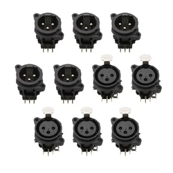 10Pcs 3 Pin XLR Male & XLR Female Audio Microphone Adapter Right Angle 3 Poles XLR Plug Socket PCB Panel Mount Chassis Connector