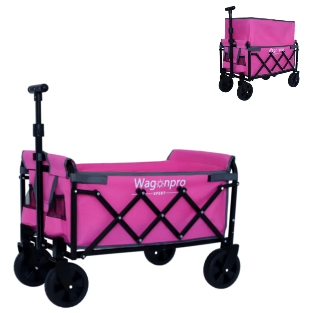 

Expandable Dual-Layer Utility Wagon 100% Extra Space Grocery Cart 6 Inch 360 Wheels 14.88lbs Heavy Duty Frame Camping Shopping