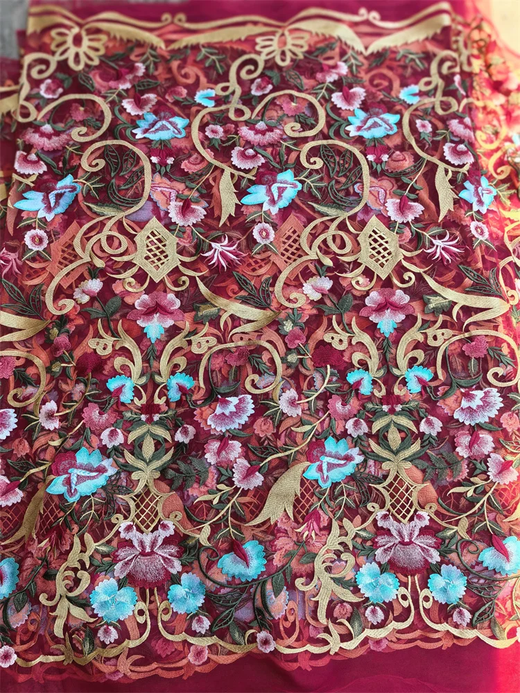Neuer Stil Mesh-Stickerei Afrikanischer Spitzenstoff 2025 Hochwertige Spitze Wasserlösliche Modische Weiche Spitze 5 Yards – Detail 8