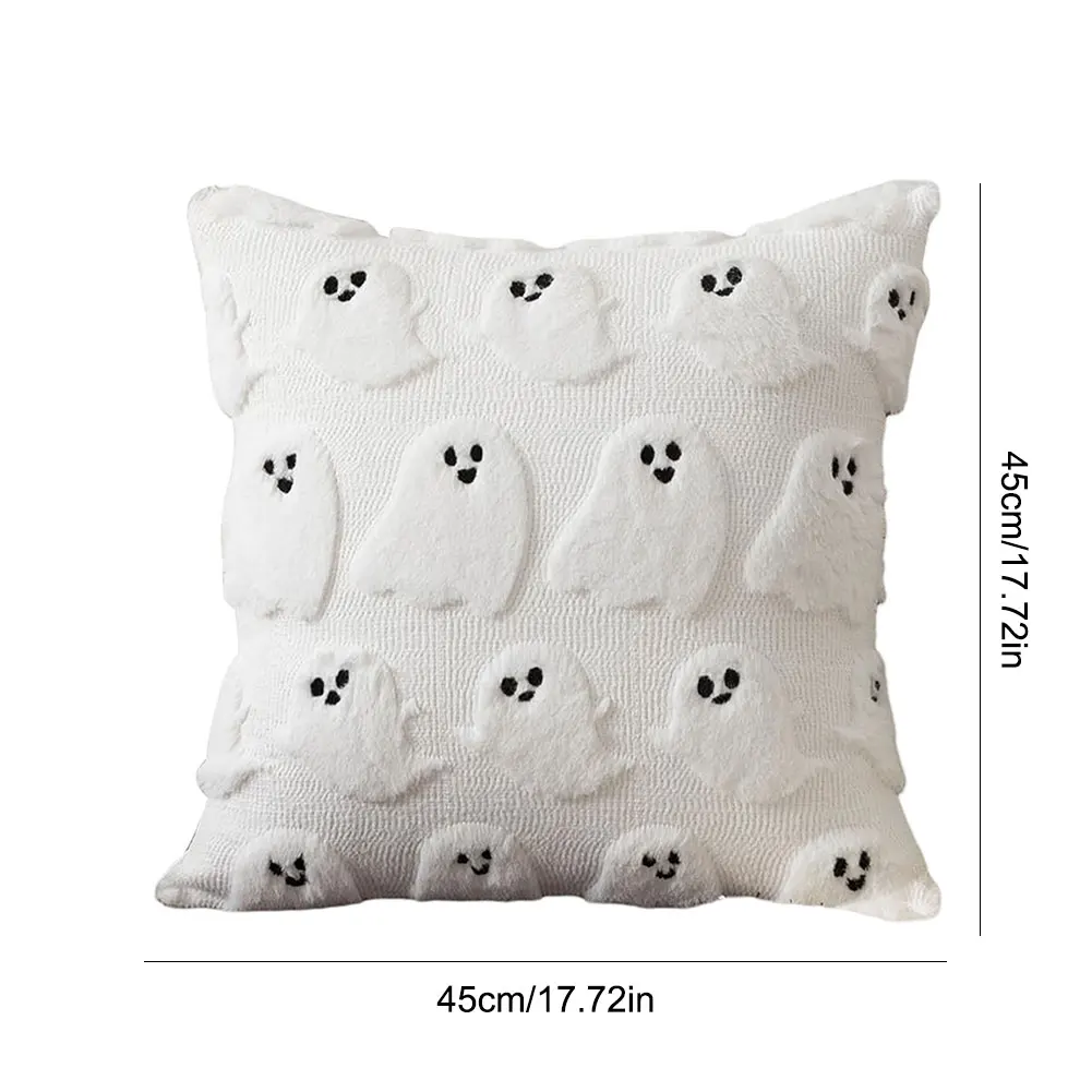 Halloween Soft Pillow Case Washable Ghost&Pumpkin Pillow Cover Comfortable Throw Pillow Cover for Couch Sofa Bedroom Home Decor