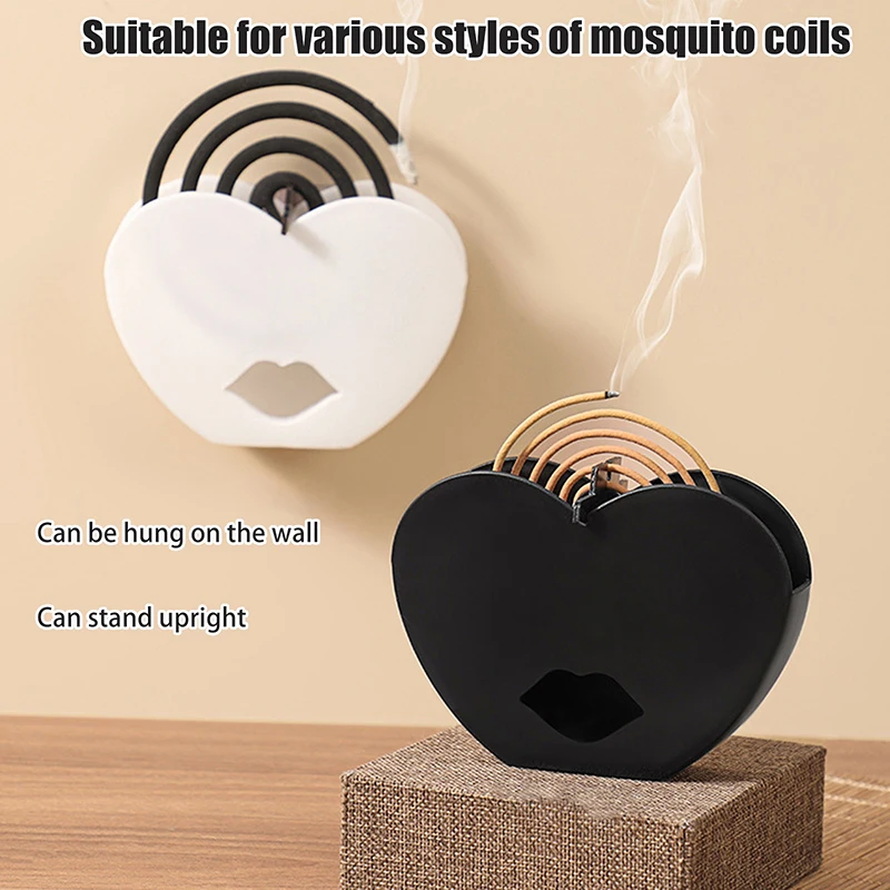 Heart-Shaped Wall Mounted Iron Mosquito Coil Holder Incense Holders Coil Incense Burner Frame Modern Repellent Incense Rack