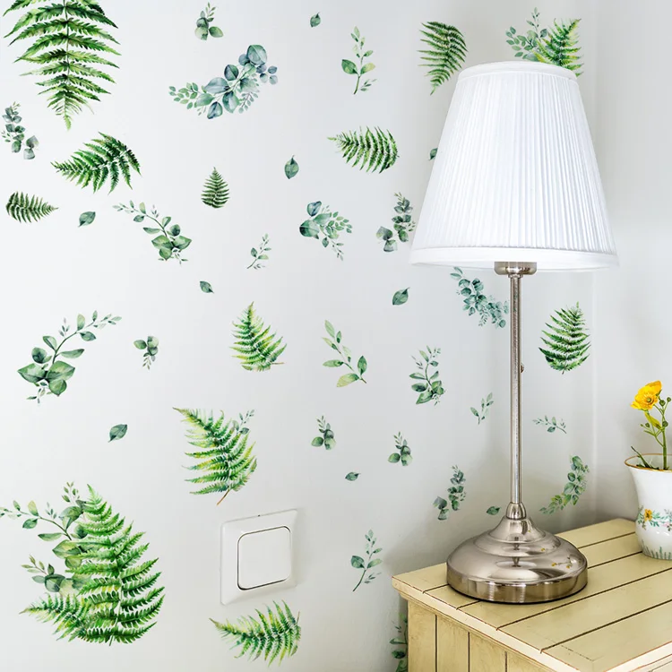 Wandaufkleber mit grünen Pflanzenblättern für Wohnzimmer, Hintergrunddekoration, Schlafzimmer, Verschönerung der Heimdekoration, selbstklebendes Wandbild – Detail 5