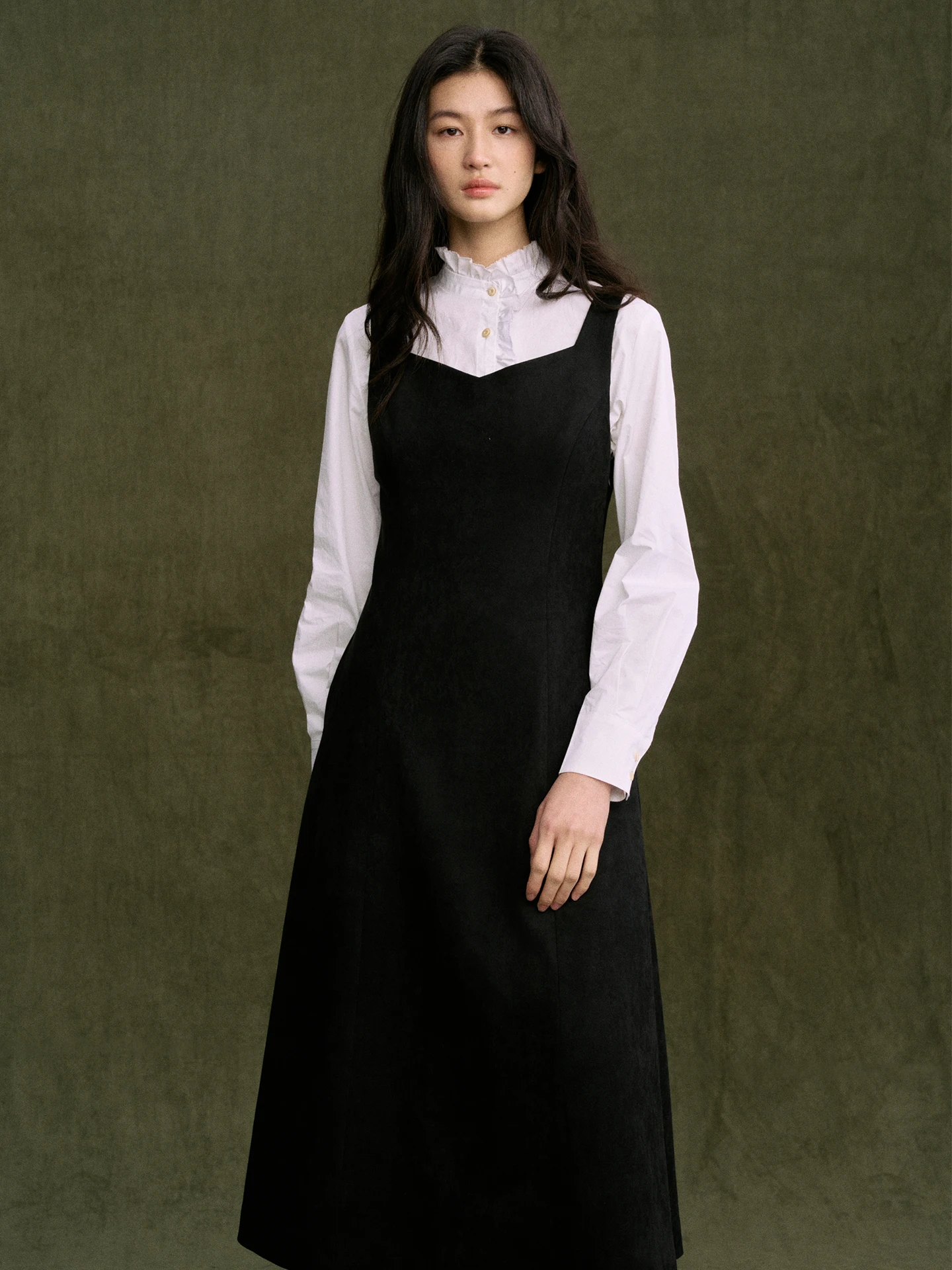 

Jicouture Bla Suede Strapl Dr Women's Autumn Winter High Waist Slim Fit No Sve Bridesmaid Dr Artistic Sle