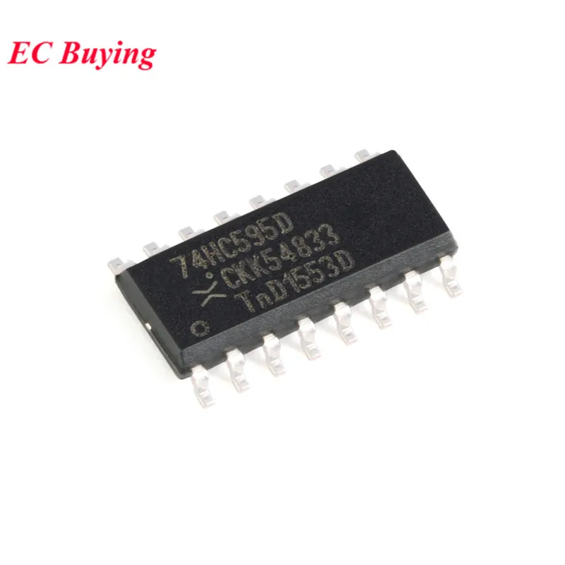 10 unidades/lote 74HC595D 74HC595 HC595D SOIC-16 SOIC16 Circuito Integrado (CI) de Registro de Deslocamento de 8 bits com Entrada Serial/Saída Serial ou Paralela Novo Original
