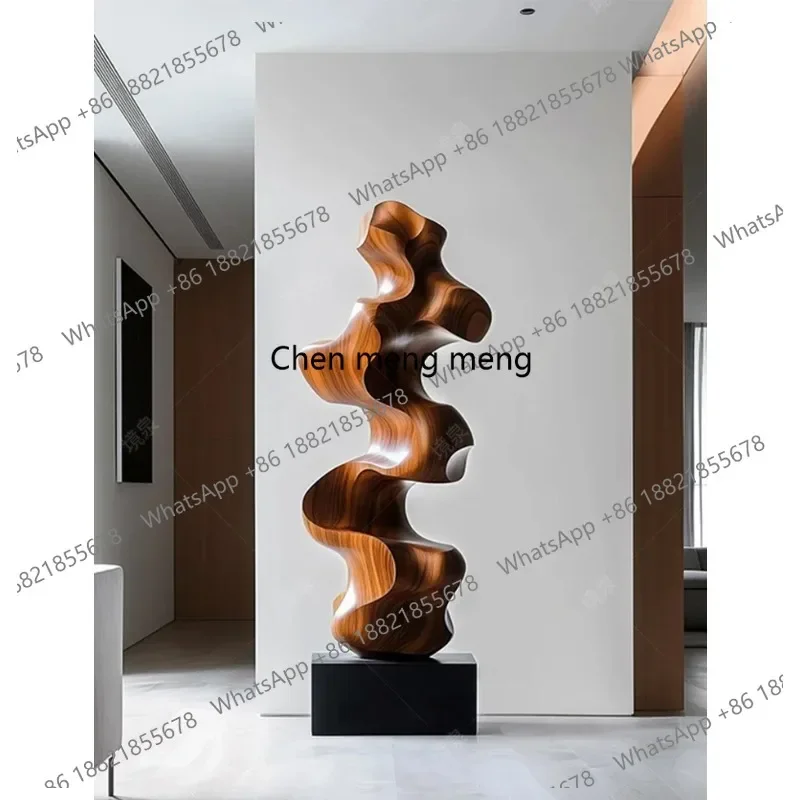 M183 Hotel lobby vertical floor decoration ornament large soft decoration sales office, abstract wood carving handicrafts