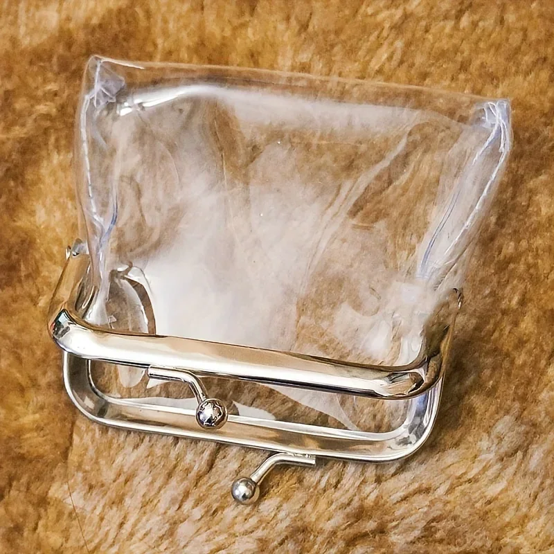 Clear PVC Metal Clasp Pouch Transparent Square Frame Storage Bag Hardware Clasp Small Purse for Small Items Organizer