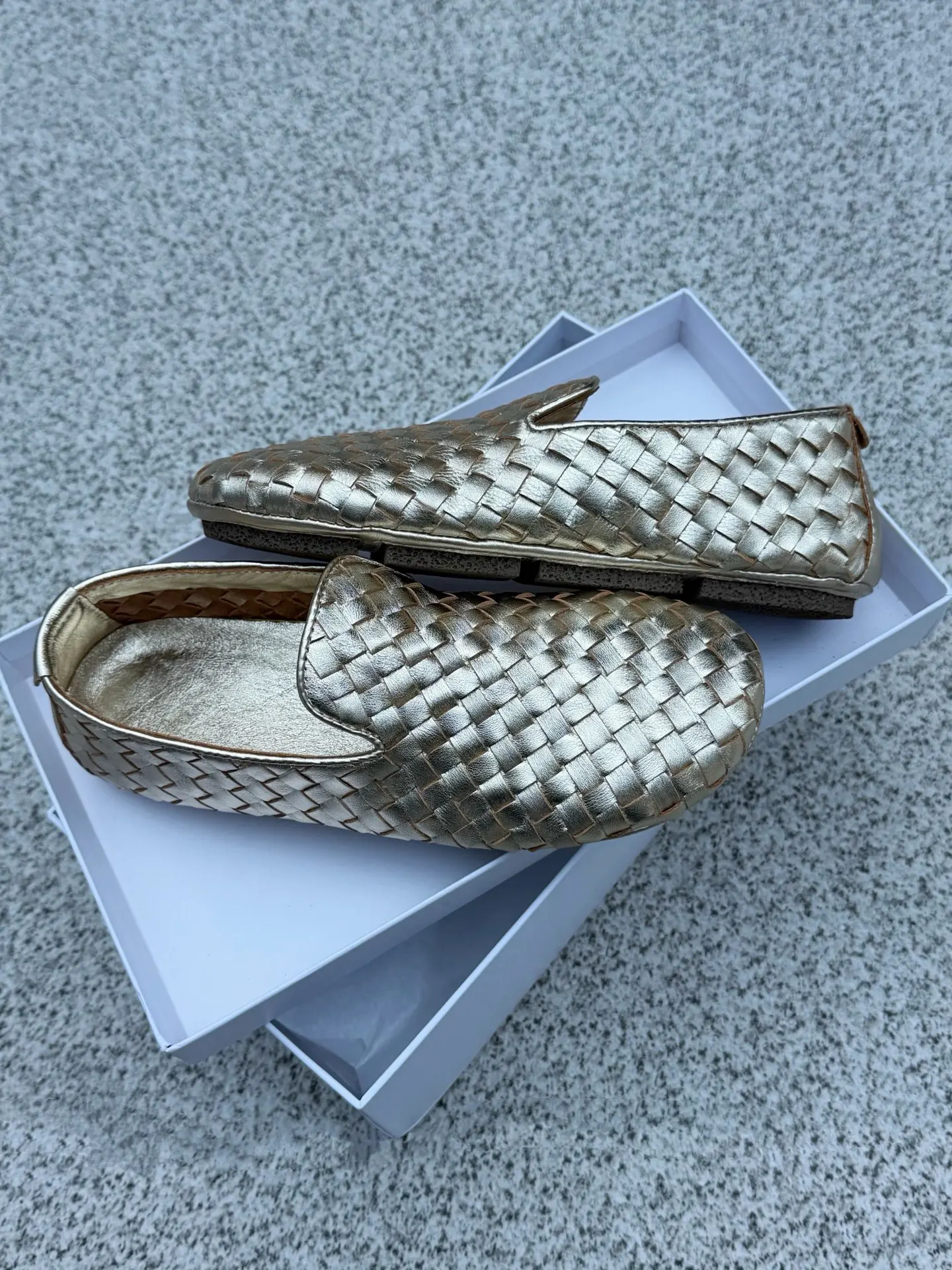 

Women Shoes Genuine Leather Woven Ballet Flats Weave Loafers