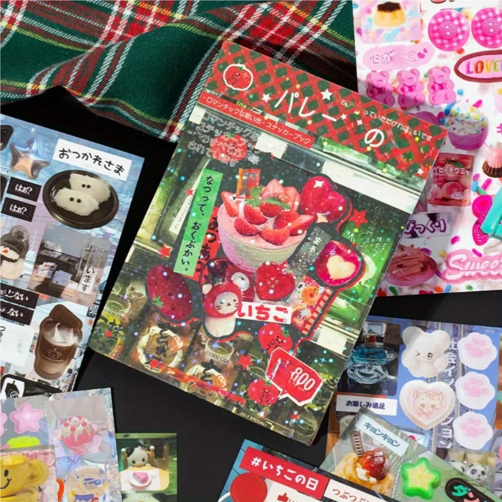 

3 types of film cutting sticker books in a retro comic style, DIY planner scrapbook, creative and exquisite sticker books