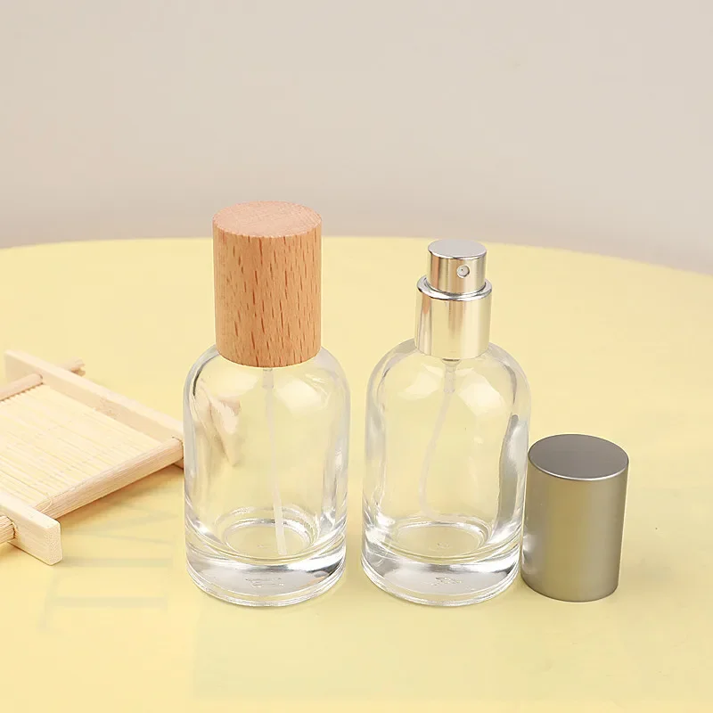 Perfume sub-bottling high-end portable 30ml laboratory, glass spray bottle large capacity replacement empty bottle walnut