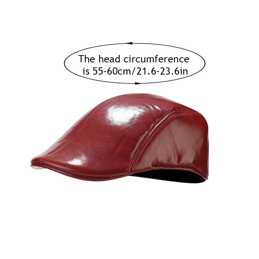 بلون قبعة موزع الصحف مشرق الجلود مثل الدافئة إلى الأمام قبعة قصيرة حافة قبعة مسطحة الرجال بولي Leather الجلود قبعة قبعة الرسامين البريطانيين قبعة