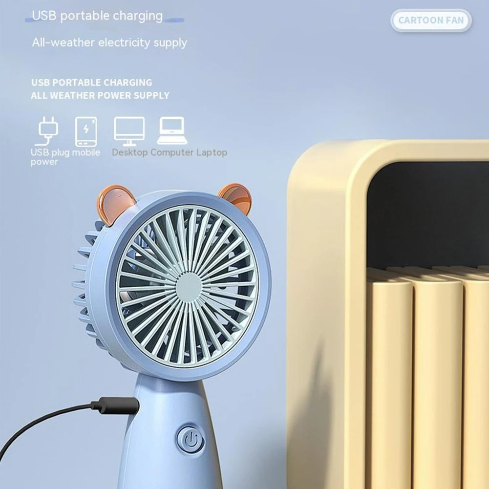 1 ABS Portable Handheld Usb Mini Fan Mute Usb Rechargeable Desktop Electric Fan For Work Travel Sports Cooking Wholesale