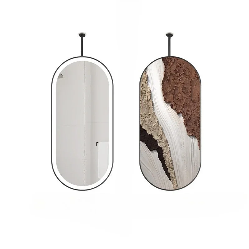 

Hanging, with lamp, double-sided mirror, luminous bathroom, ceiling oval vanity mirror