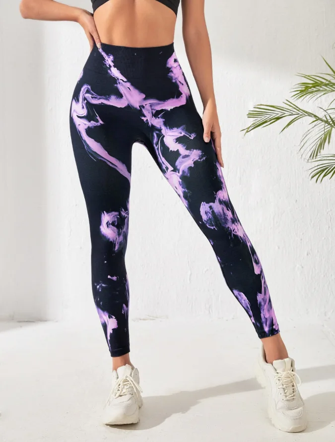 Tie Dye Seamless Leggings Scrunch Butt Lifting Legging Push Up Workout Elastic Tights Booty High Waist Yoga Pants Gym Leggings