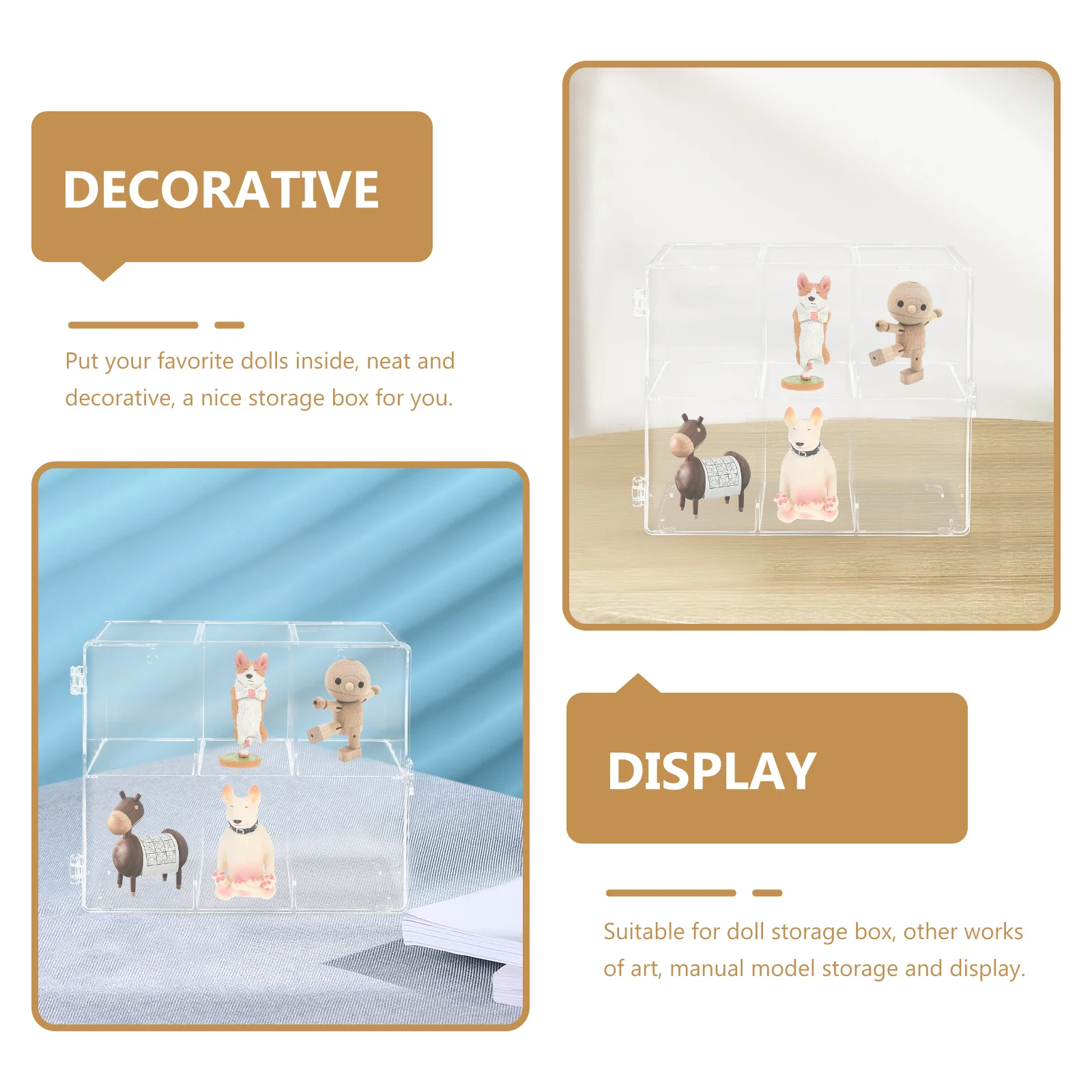 

2pcs Display Case Transparent Acrylic Box For Collection Box Figurines Models Home Decoration Showcase