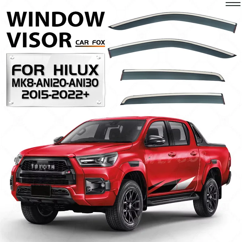 

Pickup Truck Clear Window Visor PC Injection Molded Car Deflector Windshield Rain Shield Car Window Visor For Toyota Hilux