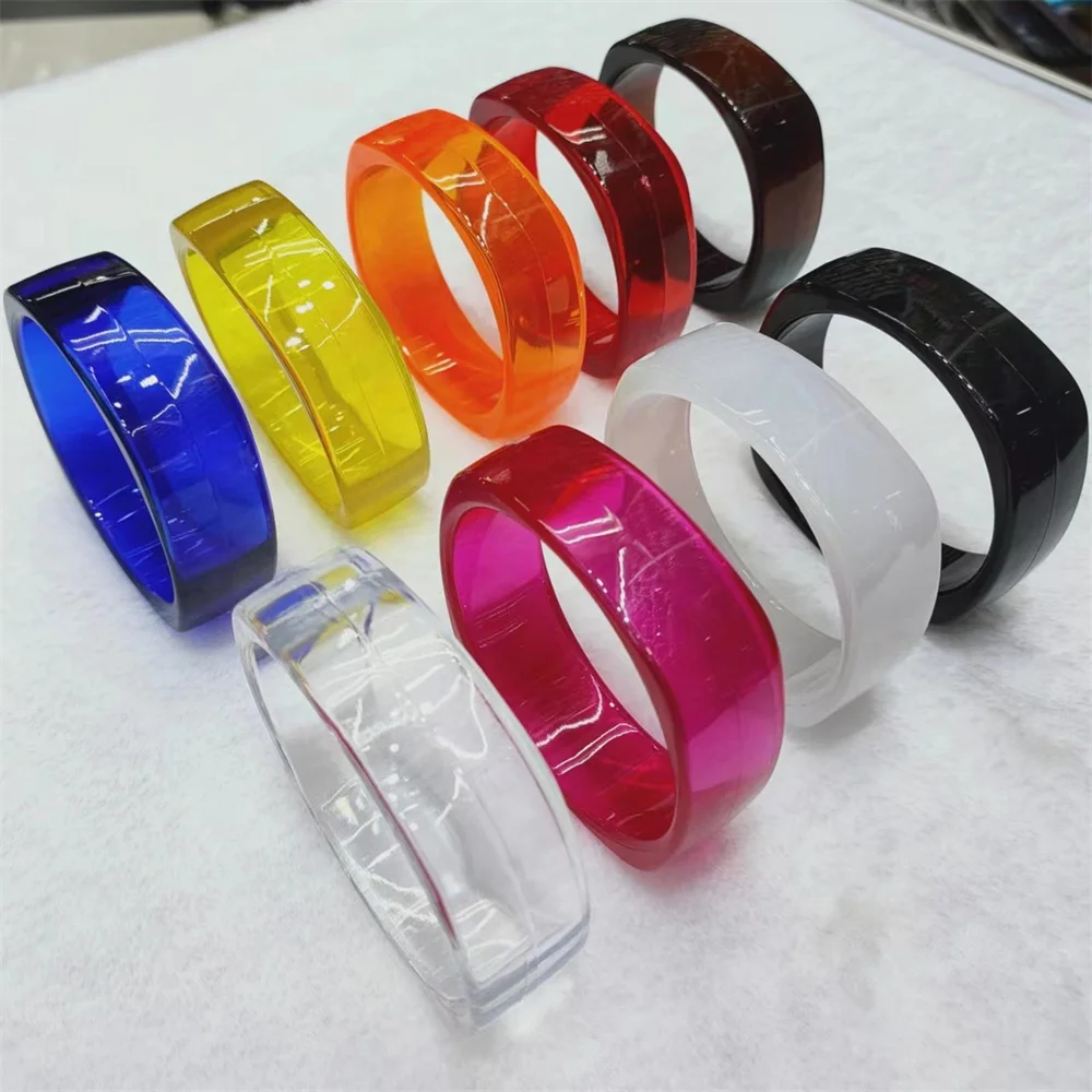 Vintage Acrylic Cuff Fashion Bangles for Women New Trendy multicolour Wide Geometric Resin Simple Bracelets Charm Jewelry
