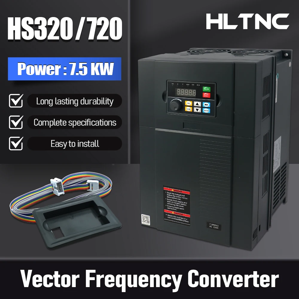 HTNC HS320-7.5 7.5KW VFD Frequency Converter 0-3000Hz 220/380V 3Phase Motor Speed Controller CE for CNC Industrial Machine
