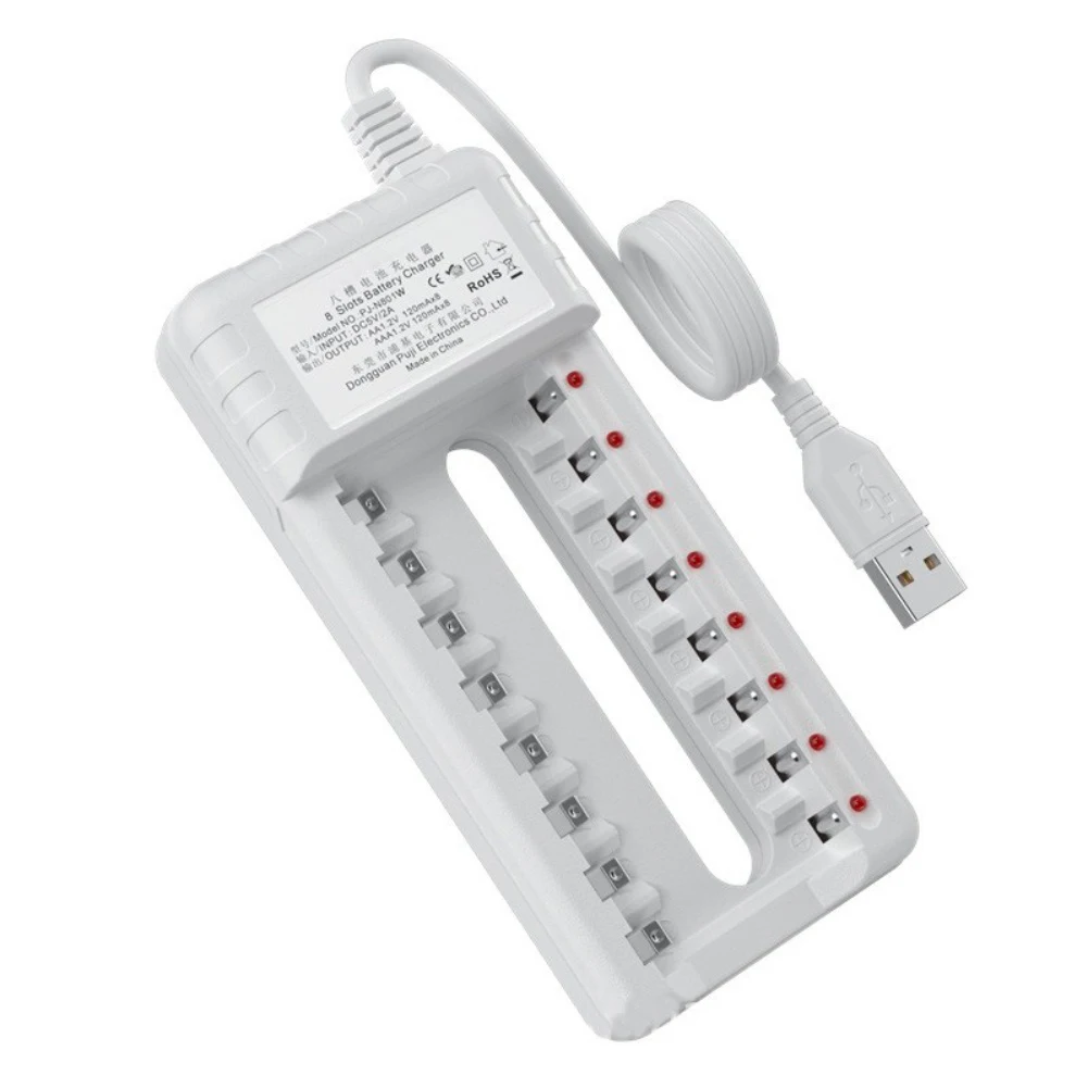 

Smart For Battery Charger for AA Rechargeable Batteries USB 8 Slots with Automatic Stop and Short Circuit Protection