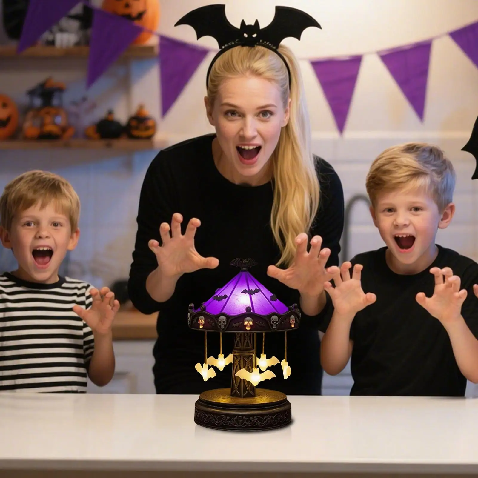 Halloween Light Up Ghost Spooky Carousel Ghost With Light For Table Scary Halloween Decoration Eerie Home Accents For Festival