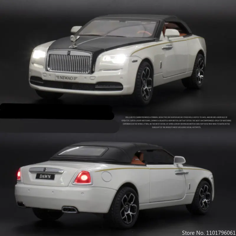 Alloy Luxy Car Model Diecast Metal Vehicles Car Model Simulation Sound and Light for Children Toys Gift 1:24 Rolls Royces Dawn