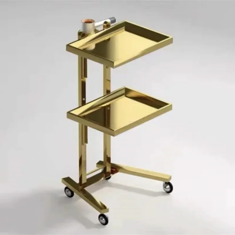 

Stainless Steel Barber Shop Drawers Folding Salon Trolleys Beauty Salon Perm Dyeing Trolley Mobile Tool Cart For Salon Furniture