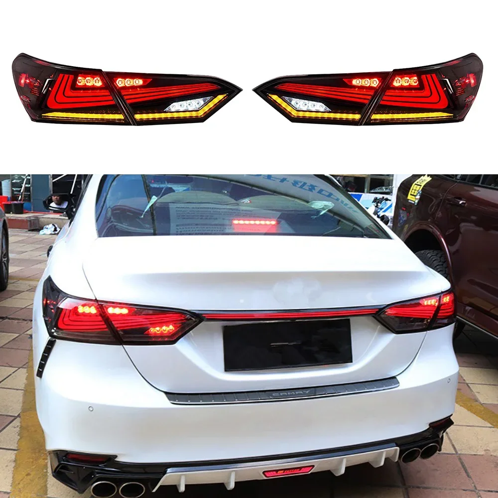 

2Pcs Vehicle Exterior LED Rear Tail Light Rear Brake Fog Lamp Turn Signal Light For Toyota Camry 2018 2019 2020 2021 Taillight