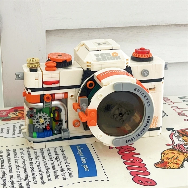 

Mini Retro Mechanical Camera Brick Set 2163 2164 Puzzle Toy Educational Kit Desk Shelf Decor Vintage Gift For Teens Adults