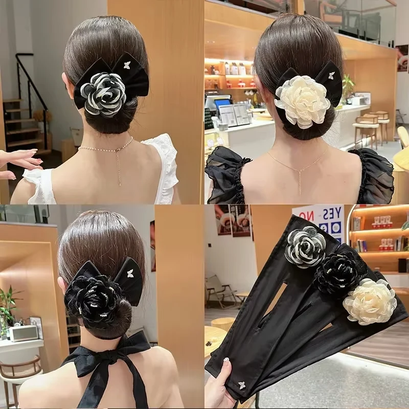 Camellia Flowers Magic DIY Tool Bun Maker Synthetic Donuts Bud Head Bands French Dish Made Hair Band Ball Twist Hair Accessories