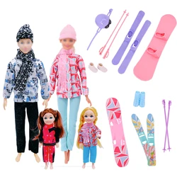 Accesorios de esquí para muñeca Barbie y Ken, ropa informal de invierno con bufanda, sombrero de lana, 11,5 pulgadas