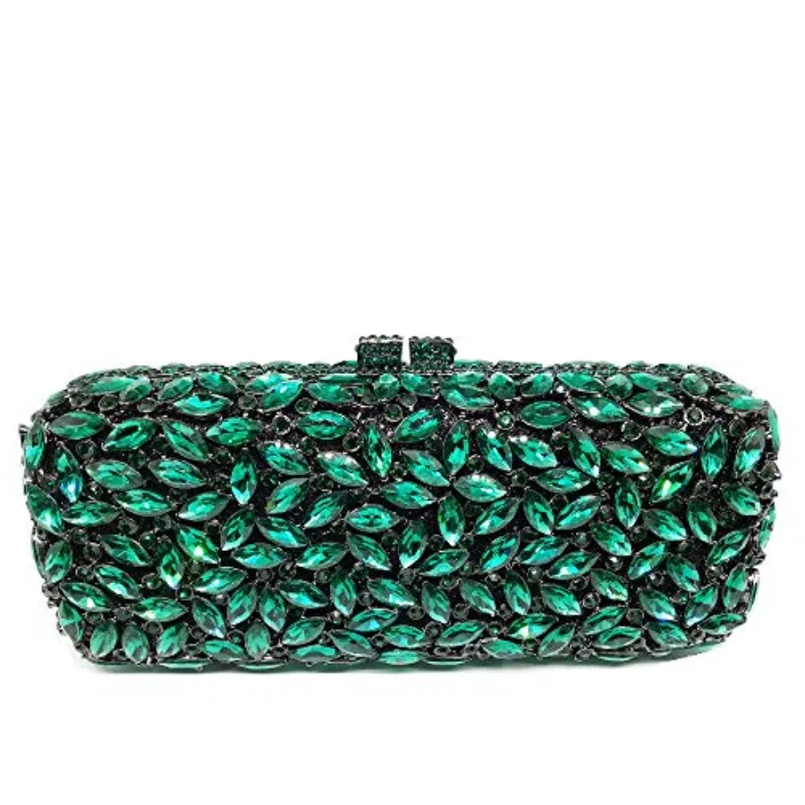 Party and wedding crystal clutch bag for women, rhinestone-embellished minaudiere box handbag in silver, lightweight and elegan