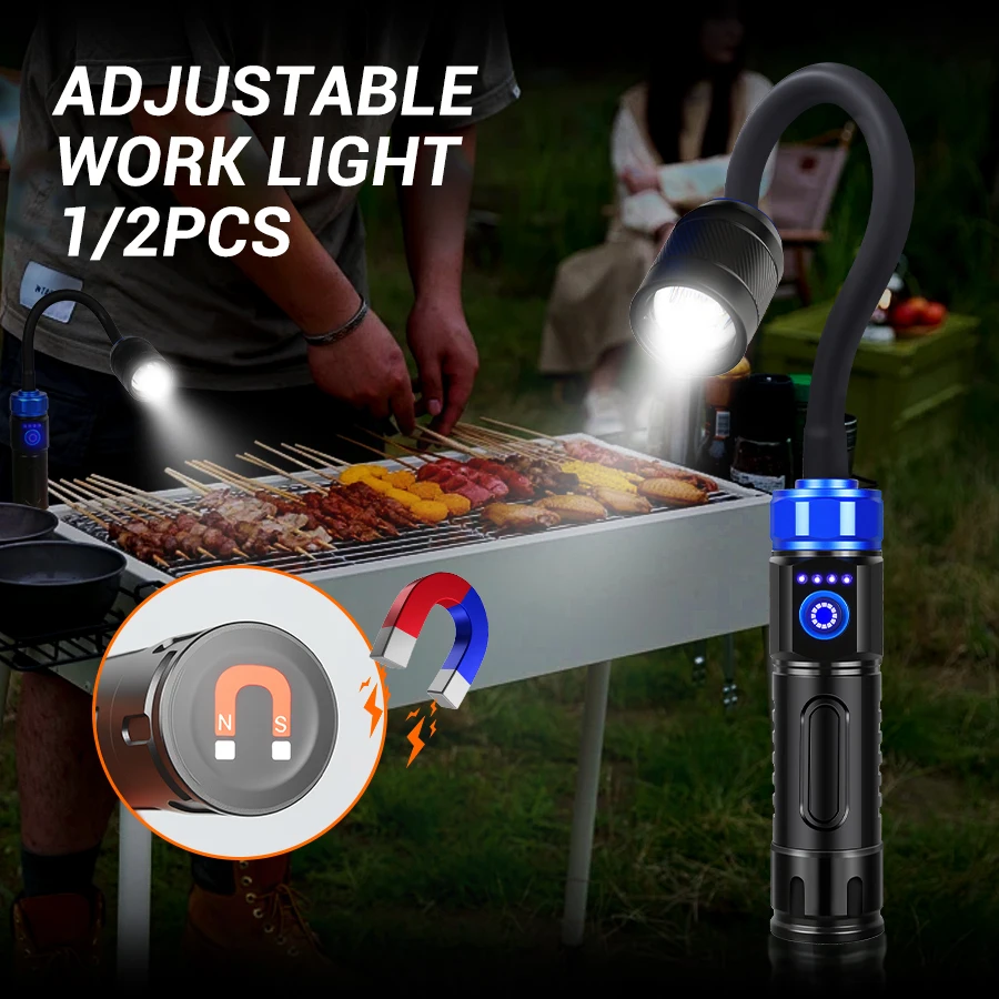 

Super Bright Rechargeable LED Flashlight 3 Modes Portable Work Light with Power Bank Outdoor Camping Lantern Emergency Torch