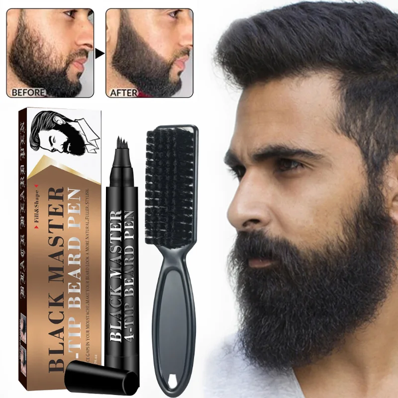 Men Beard Filling Pen Repair Hair Filler Powder Men Hair Enhance Pen Facial Hair Color Filler Pencil Hair Growth Product